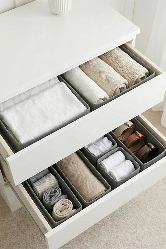 GuleHome 6'lı Çekmece Dolap İçi Düzenleyici Saklama Kutusu Organizer Set Gri