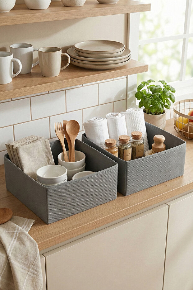 GuleHome 6'lı Çekmece Dolap İçi Düzenleyici Saklama Kutusu Organizer Set Gri