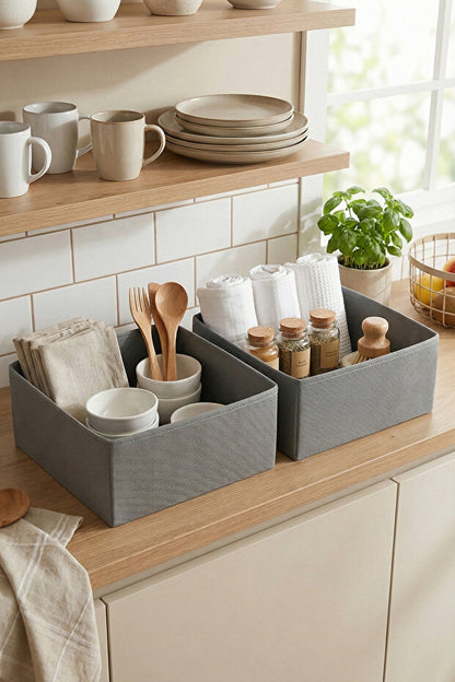 GuleHome 6'lı Çekmece Dolap İçi Düzenleyici Saklama Kutusu Organizer Set Gri