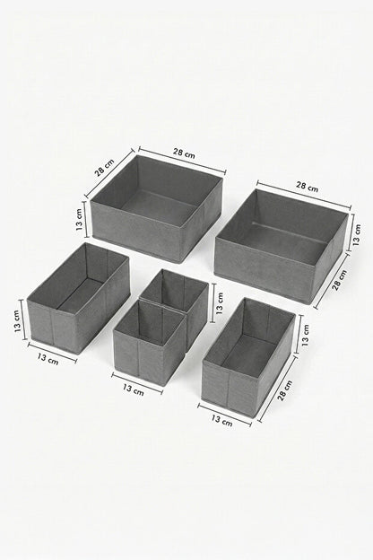 GuleHome 6'lı Çekmece Dolap İçi Düzenleyici Saklama Kutusu Organizer Set Gri