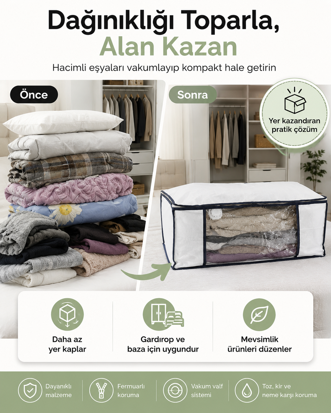 Gule Home 2'li Vakumlu Hurç Seti Large + XXLarge