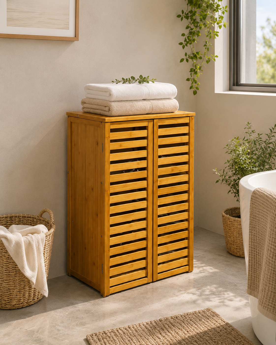 Gule Home Bambu Çok Amaçlı Dolap – Balkon, Banyo, Antre ve Yaşam Alanları İçin